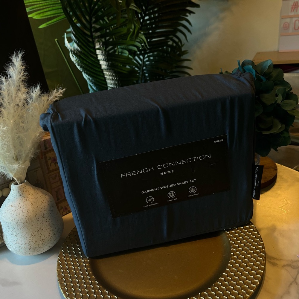 French Connection Navy Sheet Set blue - Picture 9 of 11